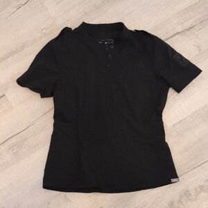 Figs Black Short Sleeve Henley Scrub Top